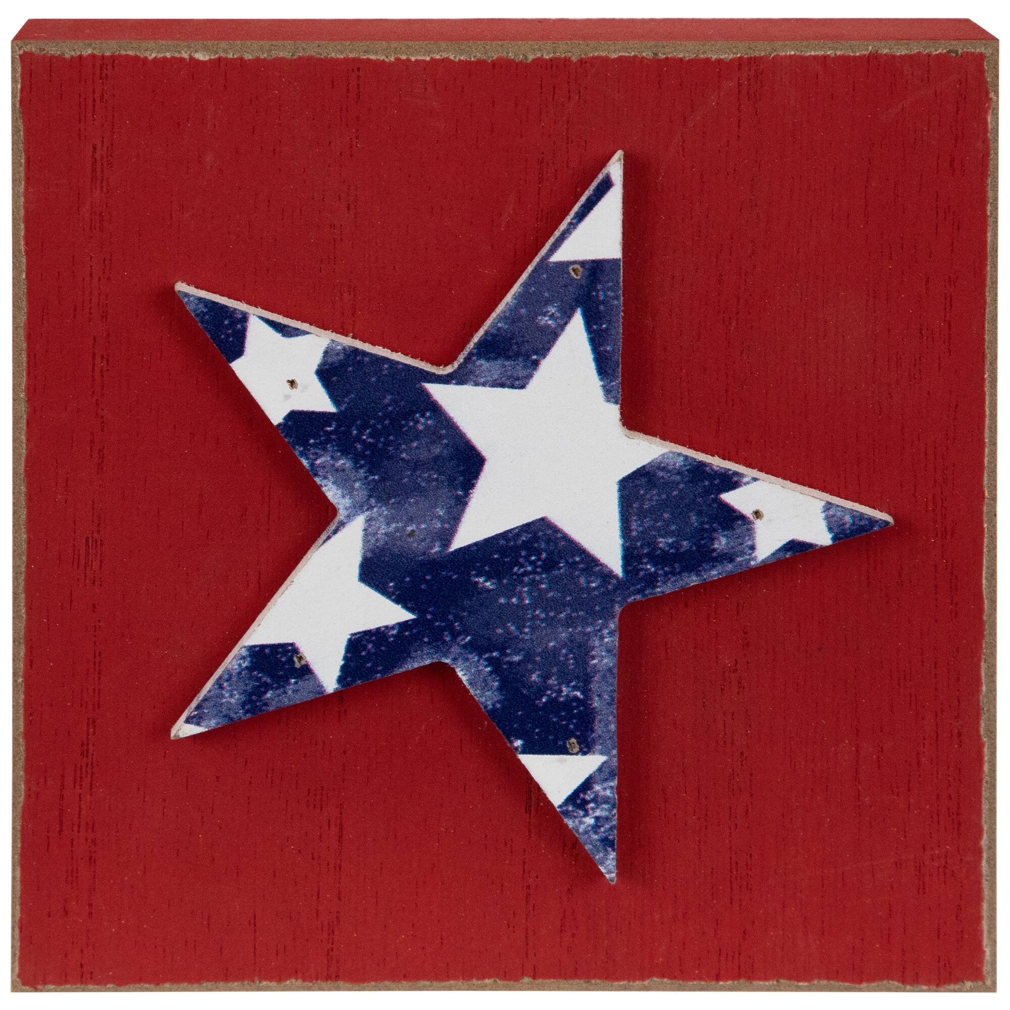 4.25" Stars & Stripes Americana Wooden Plaque Set